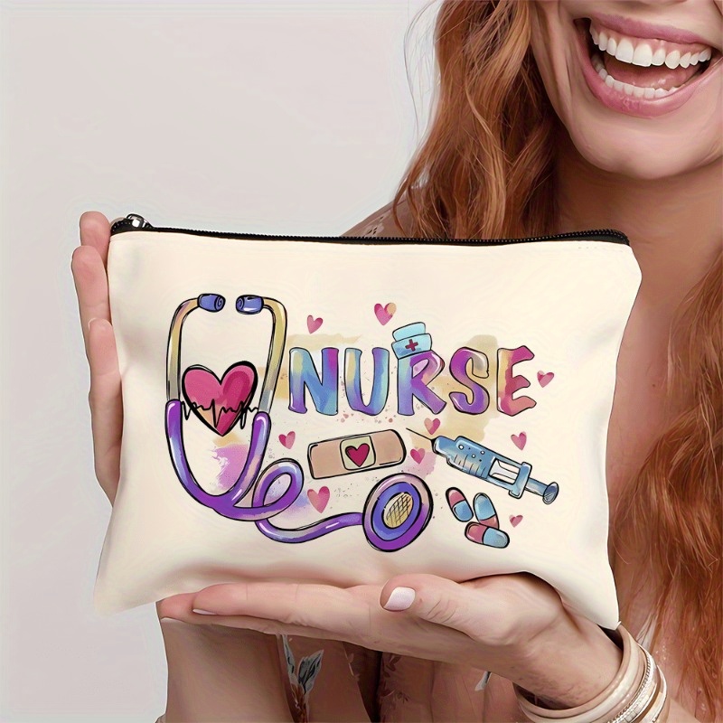 

2pcs Cartoon Nurse Pattern Storage Bag, Lightweight Multifunctional Carry-on Bag, International Nurses Day Gift Bag