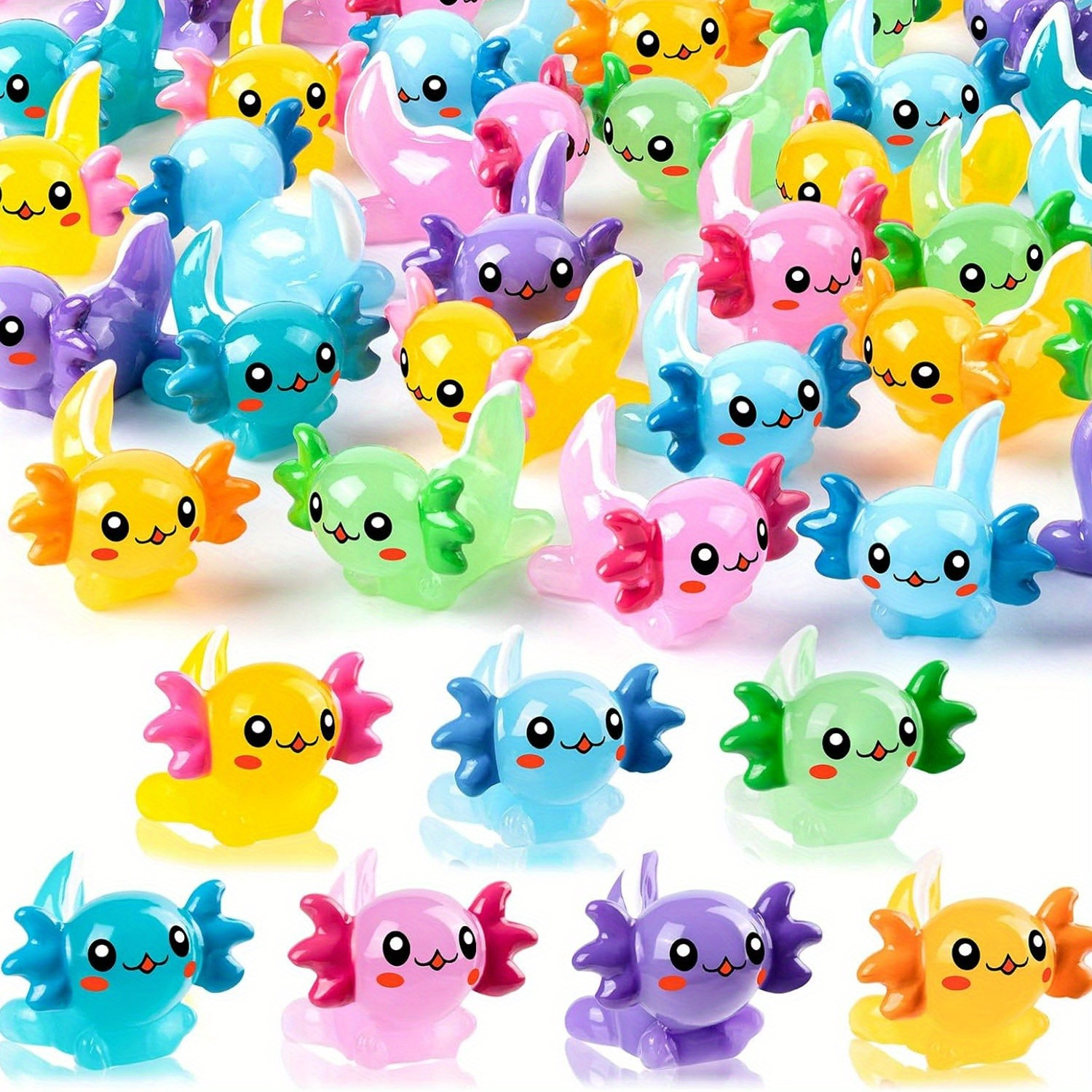 60 Figurines Axolotl Résine - 2.5x1.7cm - 6 Couleurs - Décoration DIY