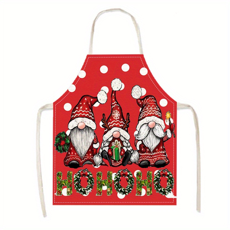 

1pc Christmas Linen Apron With Design - , For Cooking, Baking & Household Tasks - Holiday Parties & Gifts, Thanksgiving