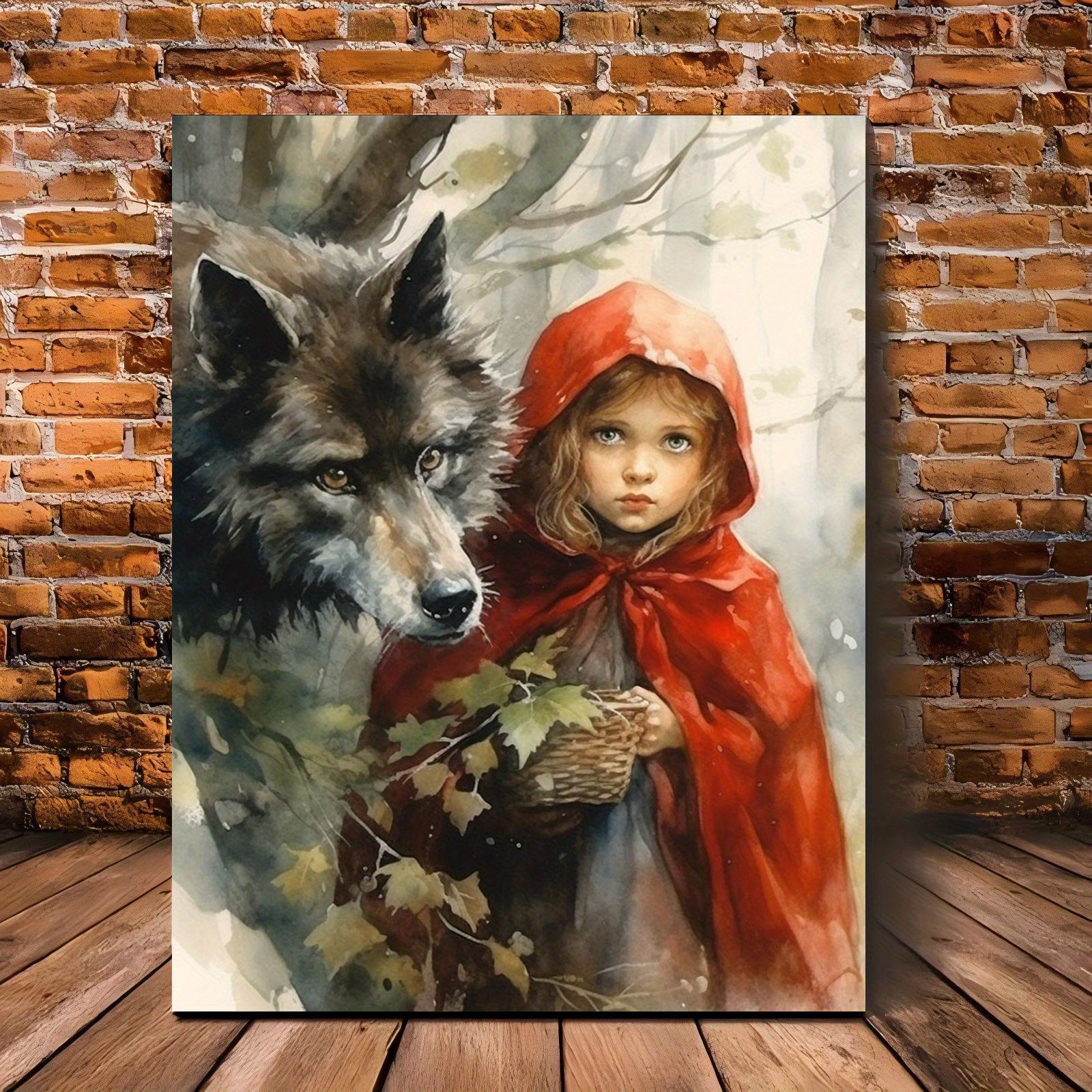 

1pc And Wolf Canvas Art Print, Wooden , Décor, 11.8x15.7 ,