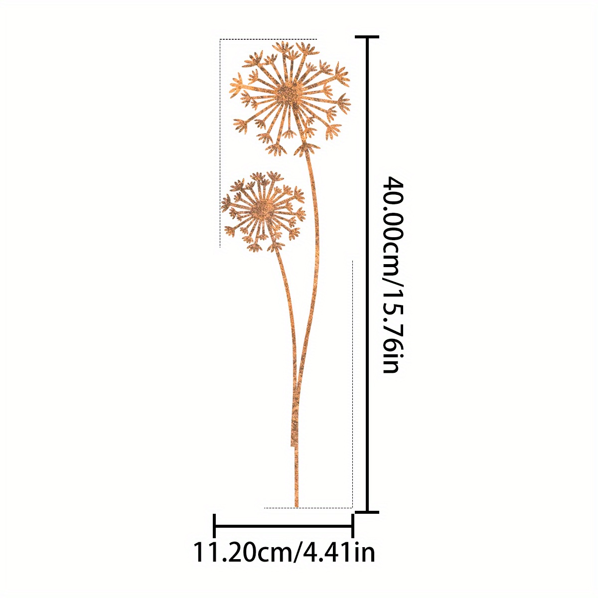 Image of 1pc Rusty Garden Dandelion Decoration, Yard Art Metal Stake For Thanksgiving And Christmas Gifts