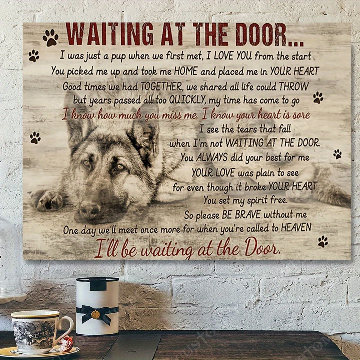 

German Shepherd Canvas Art Print - Emotional Pet Loss , 12x16" Wall Decor For Dog Lovers -