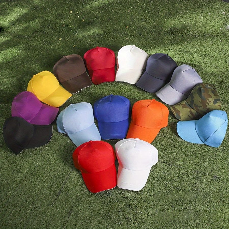 

10pcs Polyester Baseball Caps, Adjustable Closure, Breathable Sports Hats For & Outdoor Activities, Hand Washable - Father's Day Gift Idea