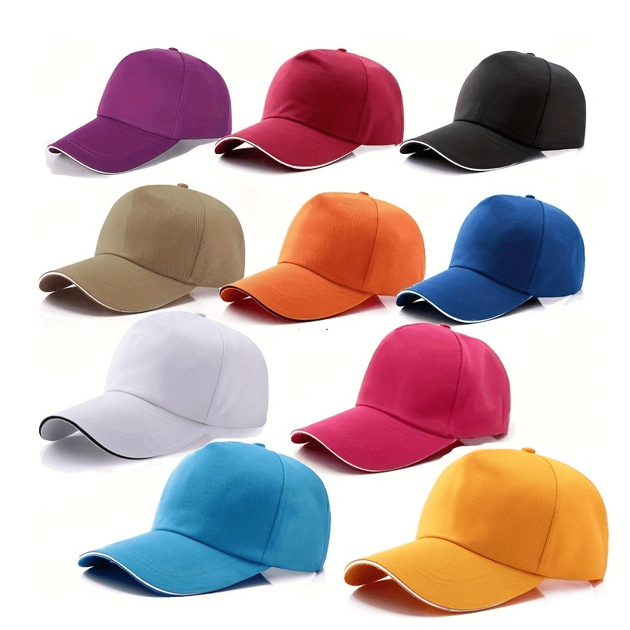 10er-set polyester-baseballkappen, verstellbarer schnallenverschluss, atmungsaktive sportmützen für den   & outdoor-aktivitäten, handwäsche - geschenkidee zum vatertag