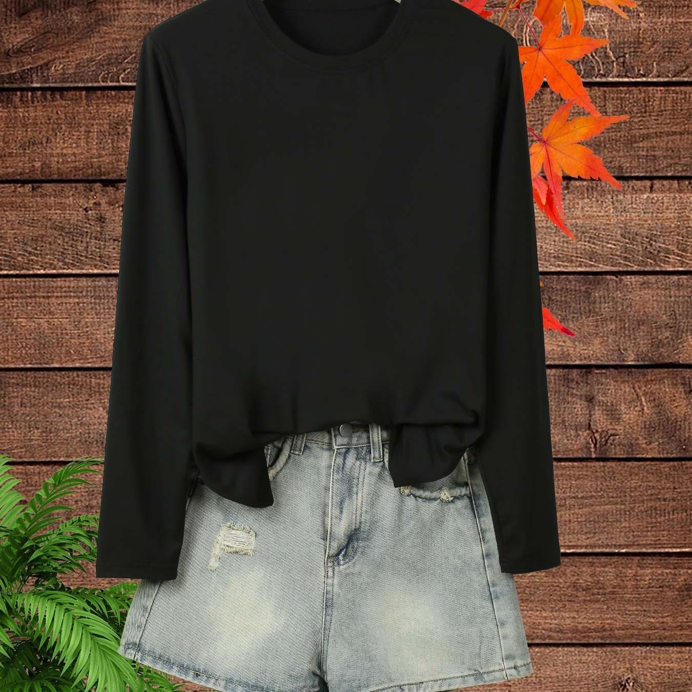 

Women's Sports Long Sleeve T-shirt, Comfortable And Stylish, For Sports And Daily Life, Solid Color