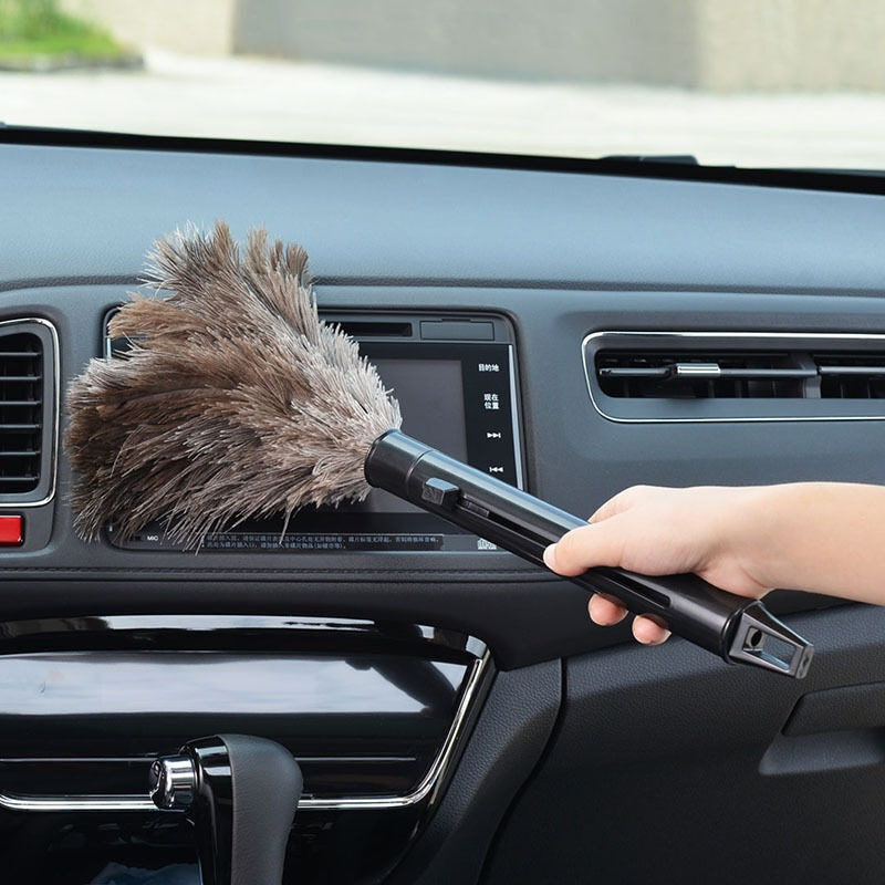 

1pc Extendable Ostrich Feather Duster - Thick, Anti-static For Home & Car Cleaning - Ideal For Bedroom, Bathroom, Living Room