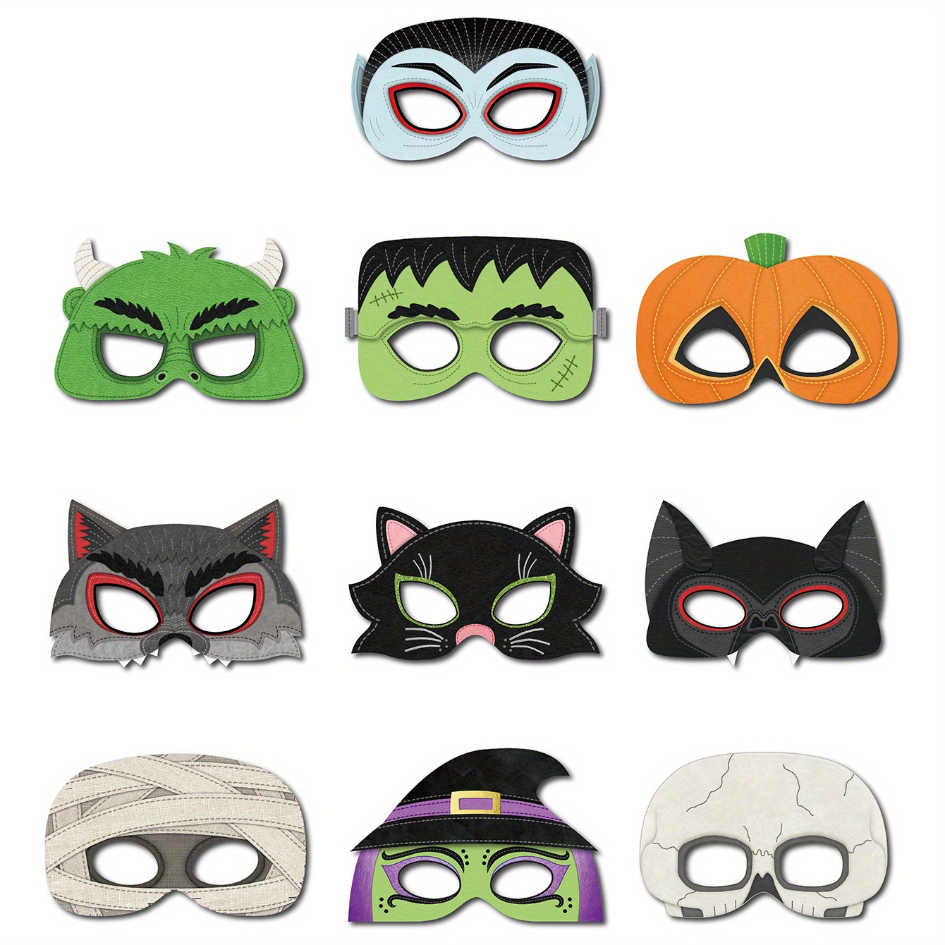 

10pcs Party Paper Masks - No Feathers, Durable Fun Costume Accessories, Versatile Photo Booth Props For All Occasions