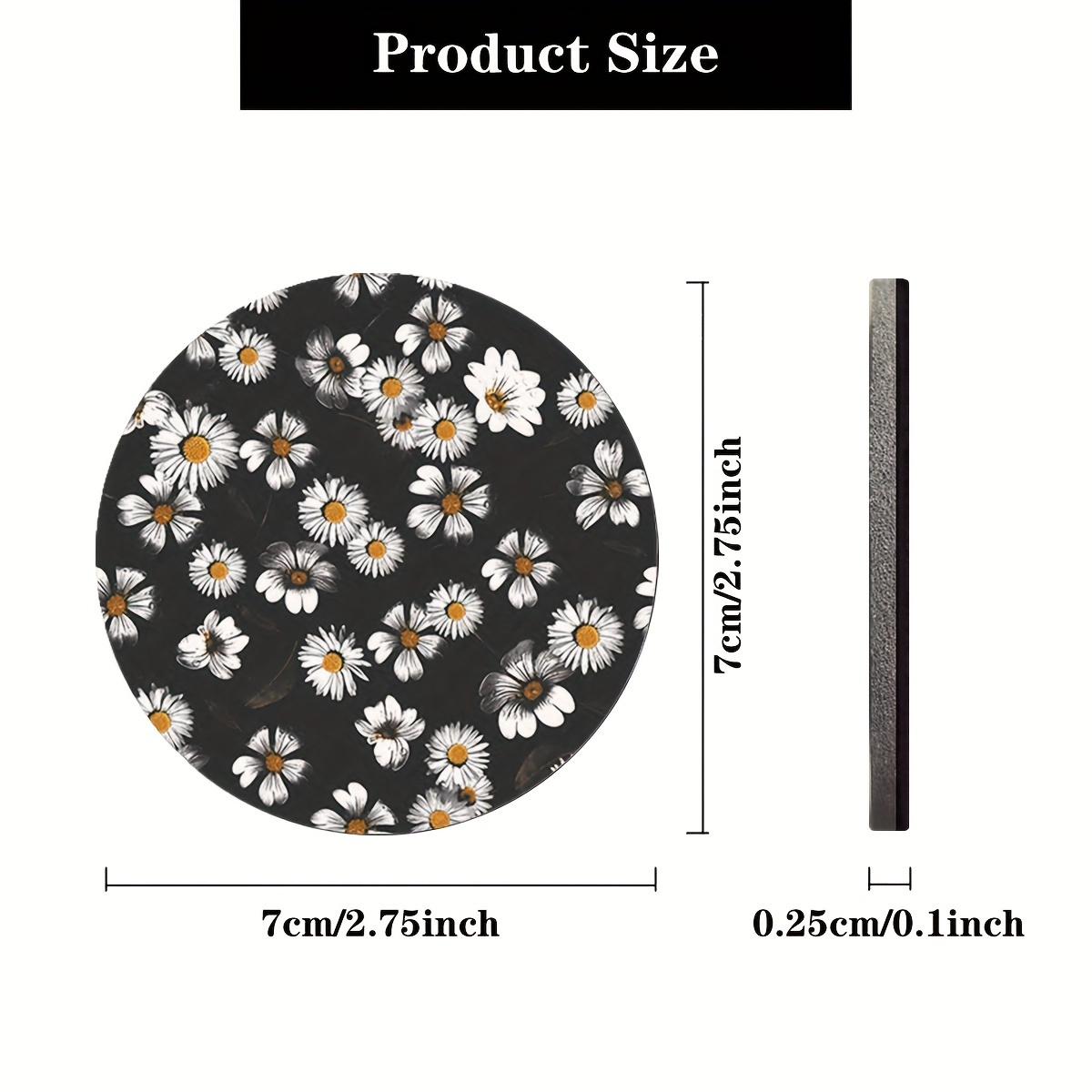 "elegant Design" 2pcs Floral Car Cup Holder Coasters - Modern, Anti-slip & Absorbent Drink Mats For Vehicle Interior Decor Car Coasters For Cup Holders Coasters For Car Cup Holders
