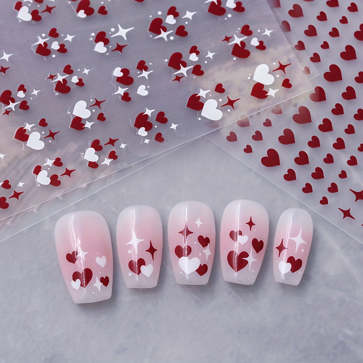 

Self-adhesive Love Heart Nail Stickers For Nail Art Decoration, Glossy Heart & Nail Decals, Single Use Plastic Nail Embellishments With Glitter, Ideal For Nail Aesthetics -