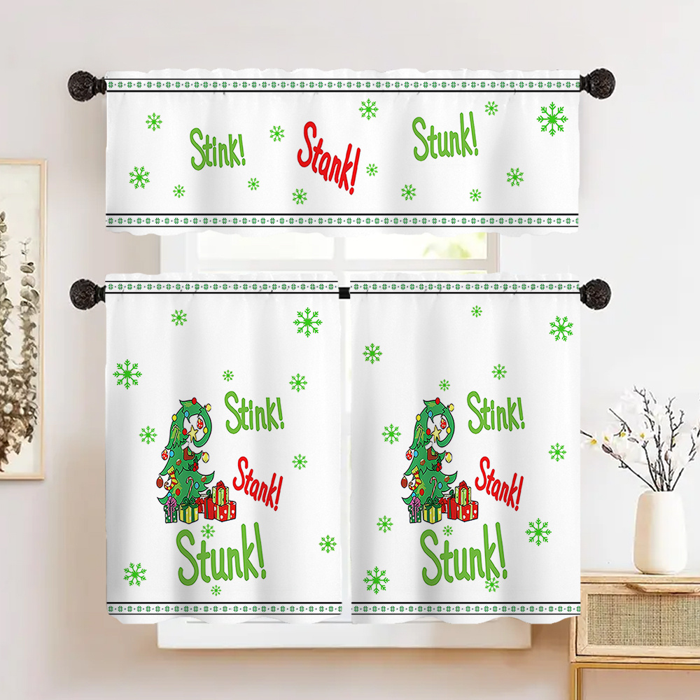 

1pc/2pcs Christmas Christmas Tree Polyester Printed , - Decoration Curtain, Suitable For , , , Bathroom, , , Etc., Decoration,