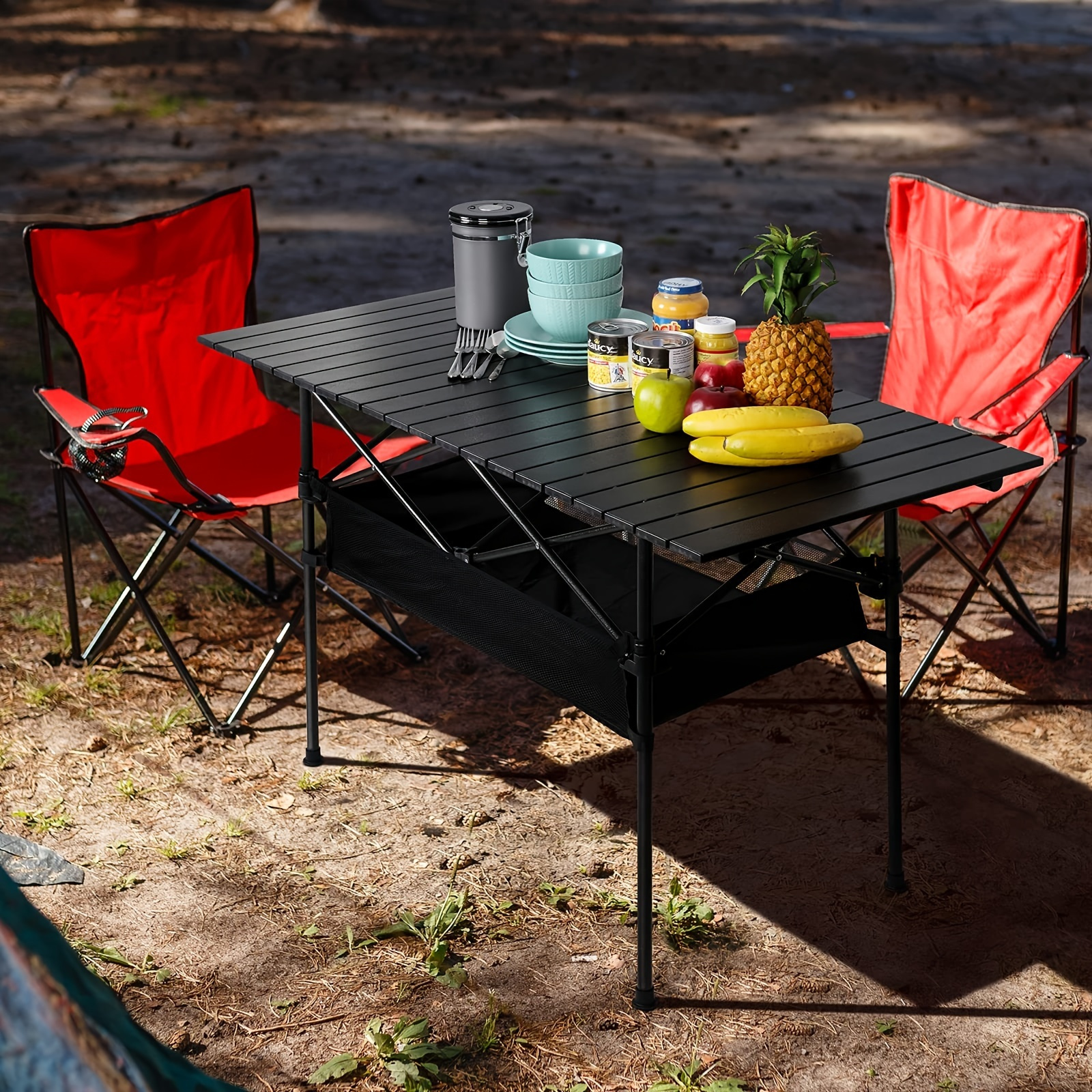 

Outdoor Portable Folding Table With Detachable Net, 300 Lb Load Bearing