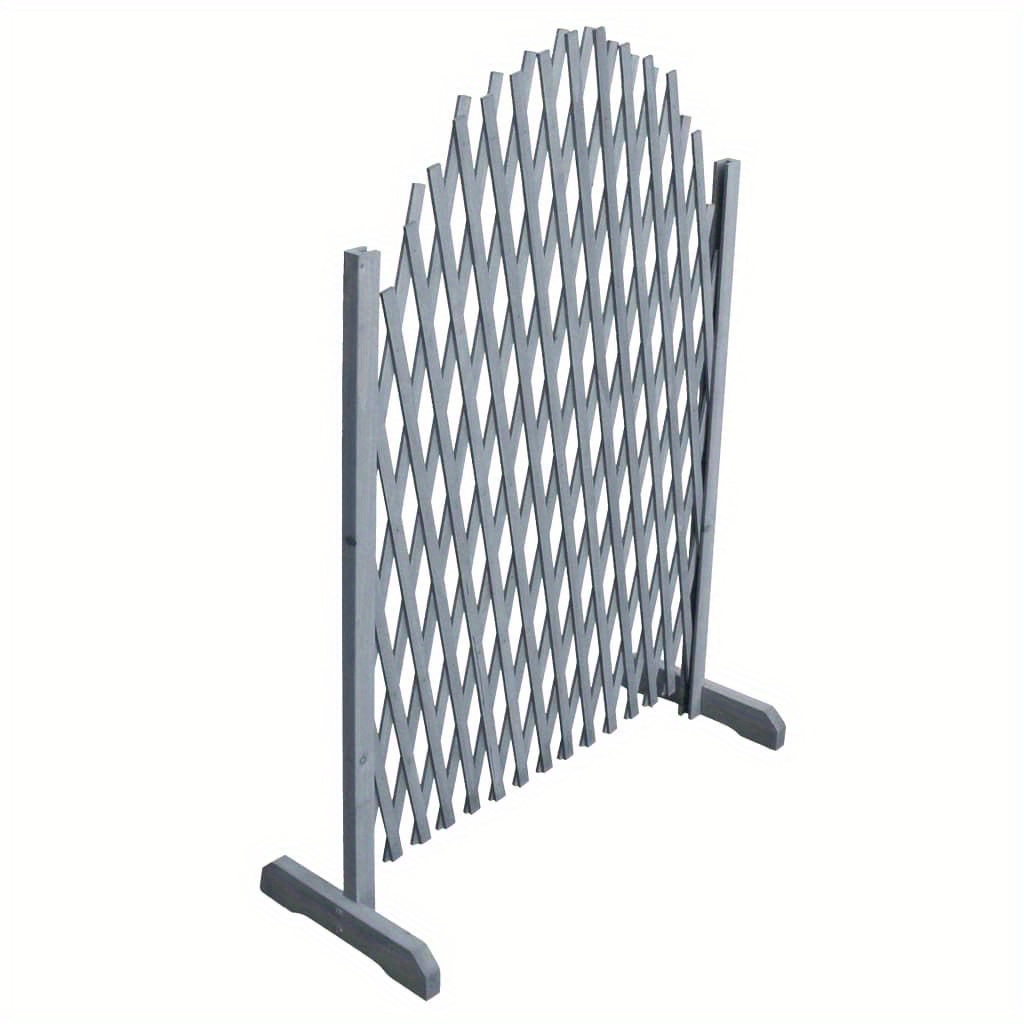 

1. Expandable Solid Fir Wooden Trellis Fence 1. M Grey With Accordion Folding System For Garden