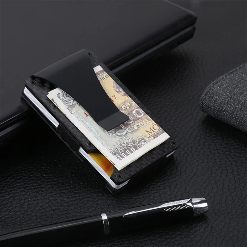 

Stainless Wallet, Business Style, Rfid Blocking, Front Pocket Holder, Metal Money Clip For Men, Carbon Fiber, Plaited Weaving Method