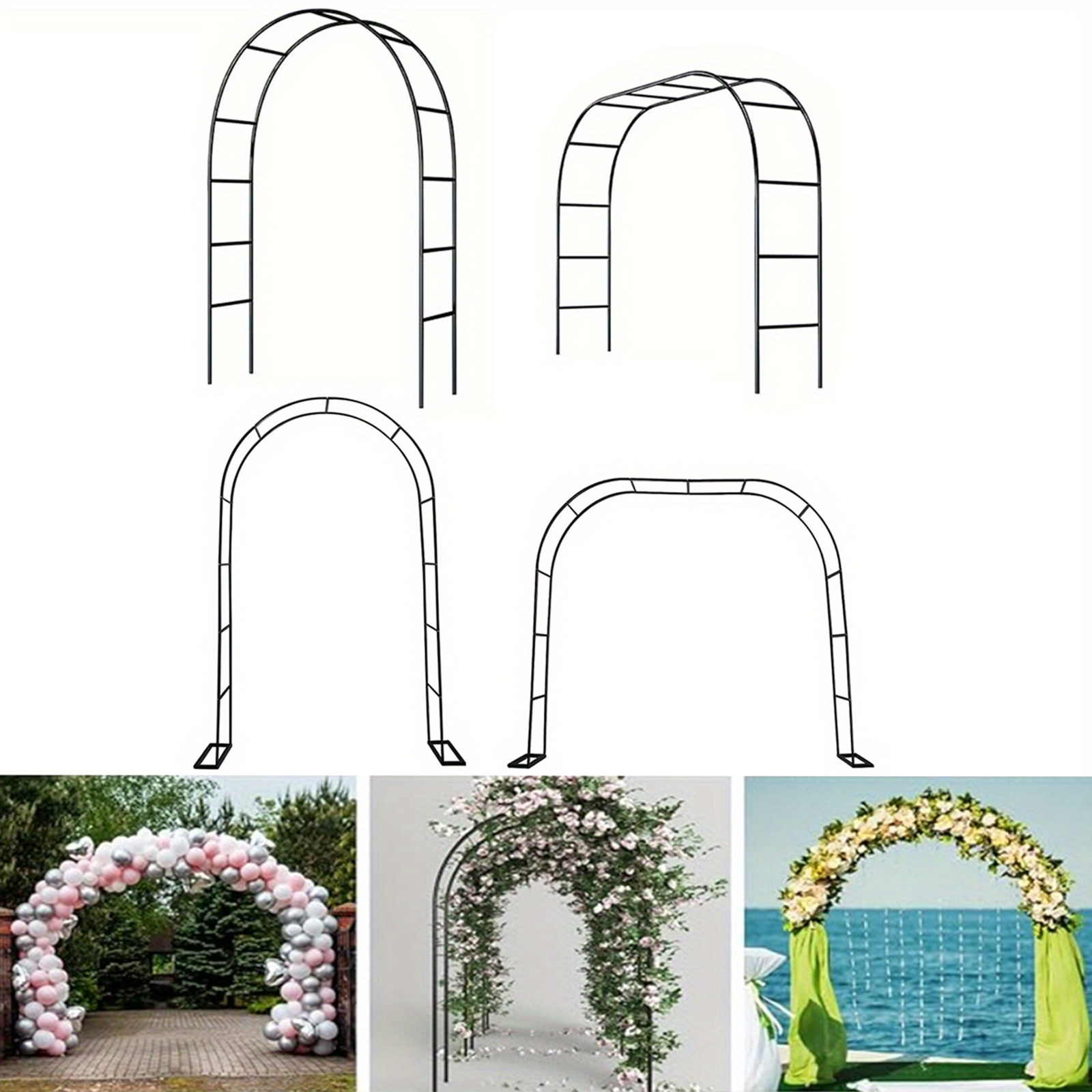 

1 Piece Cast Iron Garden Arch, Heavy-duty Black Metal For Climbing Plants & Roses, Outdoor For Vegetables & Decor, No Electricity Required, Styles