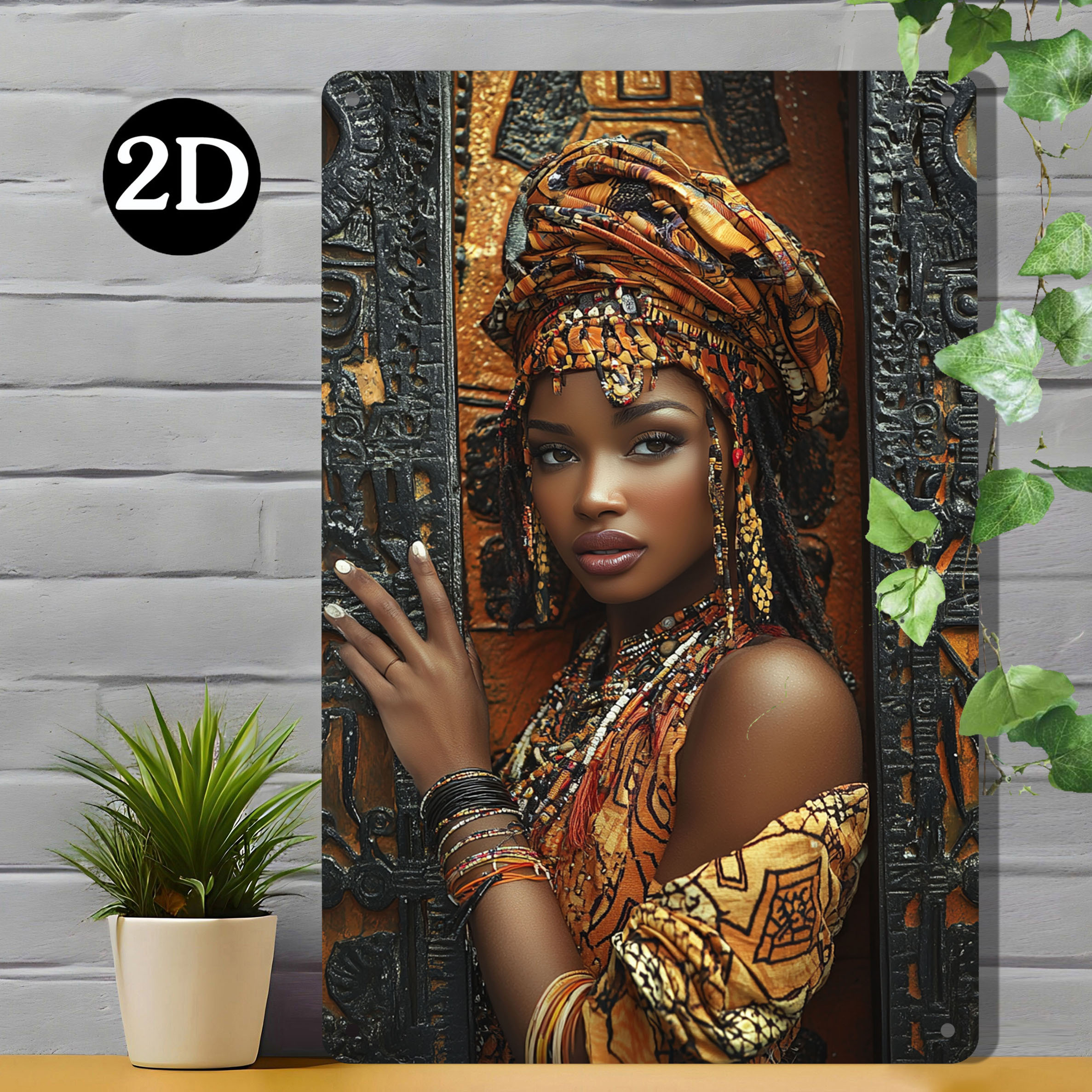 

1pc Vintage African Theme Metal Wall Décor Sign - 2d Aluminum Flat Plaque, Waterproof & Weather-resistant Art For Kitchen, Living Room, Office, Multipurpose Hanging, No Electricity Needed, 8x12 Inch