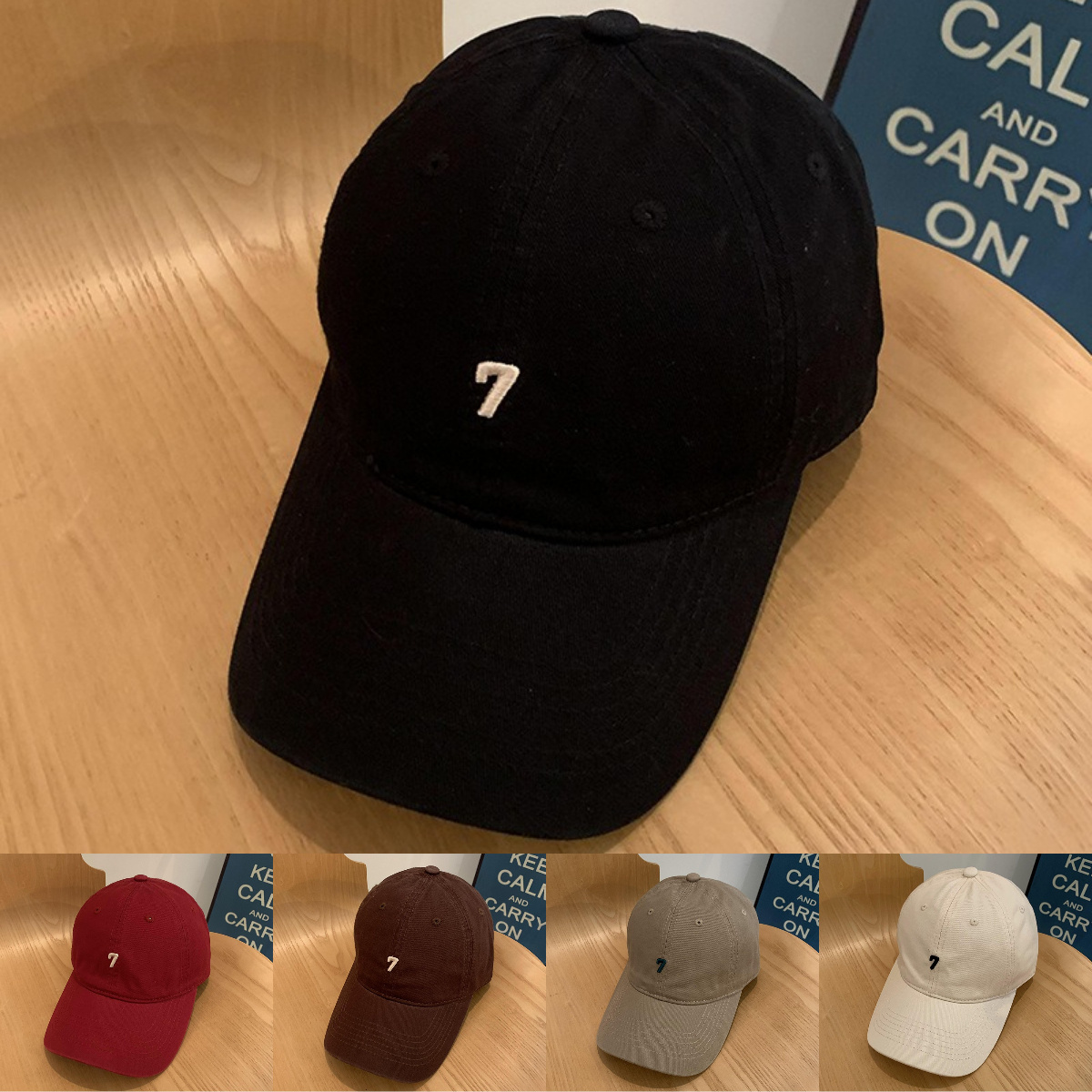 

Number 7 Embroidered Cotton Baseball Cap - Hand Washable, Adjustable, Sun Protection, Retro Street Hip-hop Style, Outdoor Sports Sunshade Dad Hat