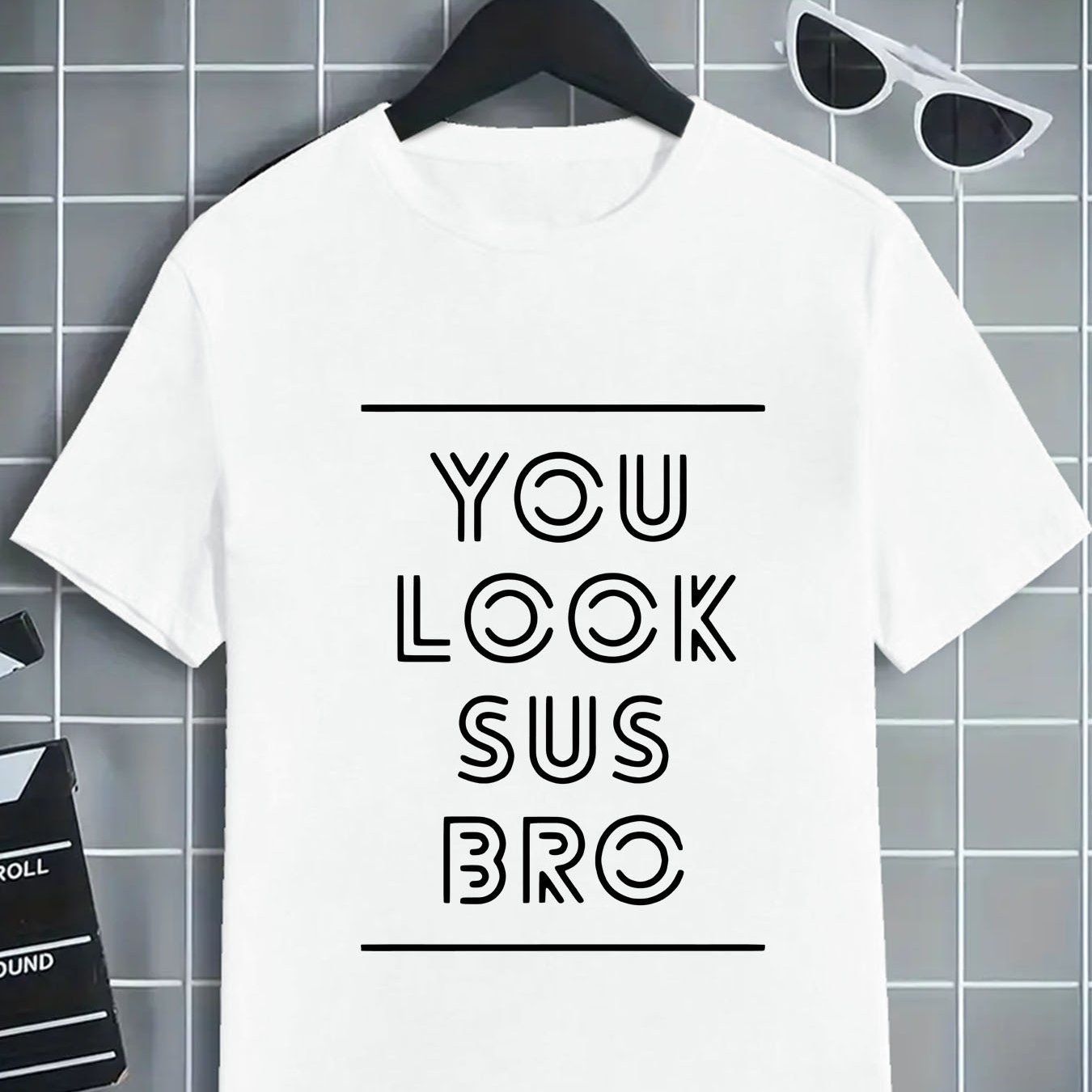 

You Look Sus Bro Printed Crew Neck T-shirt, Short Sleeve T-shirt, Boys' Summer/ Spring Clothing