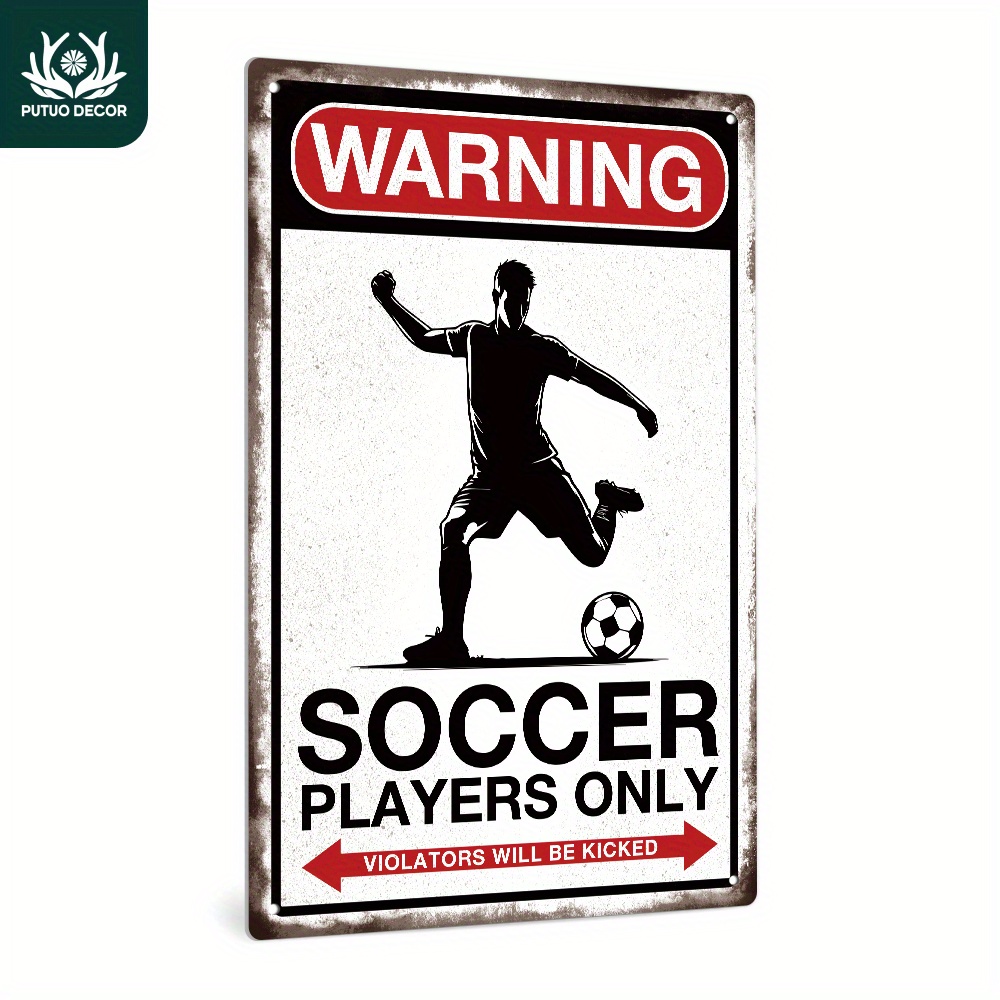 

Putuo Decor Vintage Metal Sign - Soccer Warning, Multipurpose Wall Hanging Art Decor, English Language Metal Plaque For Home, Farmhouse, Soccer Field - 1pc