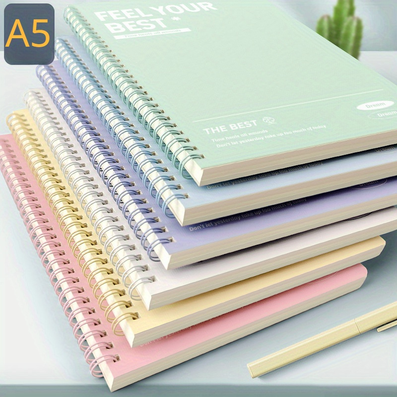 

6pcs A5 Spiral Notebooks, 60 Pages , Paper, Minimalist Style, Ideal For School, Office, And Journaling