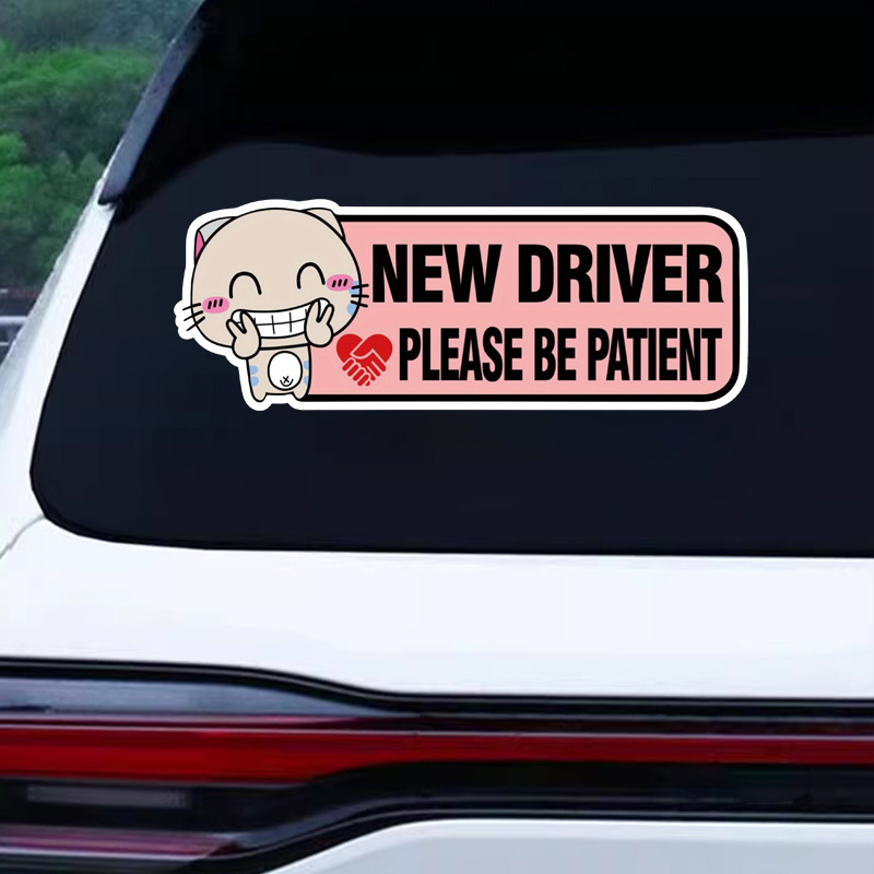 

1pc Cute Vinyl Sticker, "new Driver Please " Car Decal, Vehicle Accessory For Girls, Auto Exterior Decoration