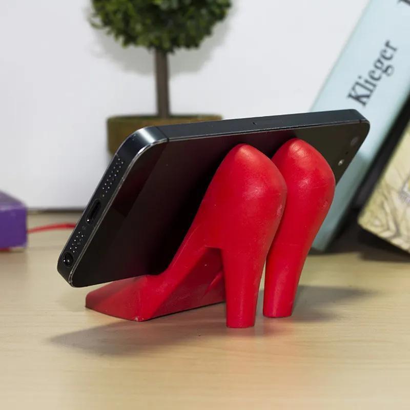 

1pc High Heels Mobile Phone Stand Creative Mobile Phone Stand Mini Silicone High Heels Red Black Gift For Women