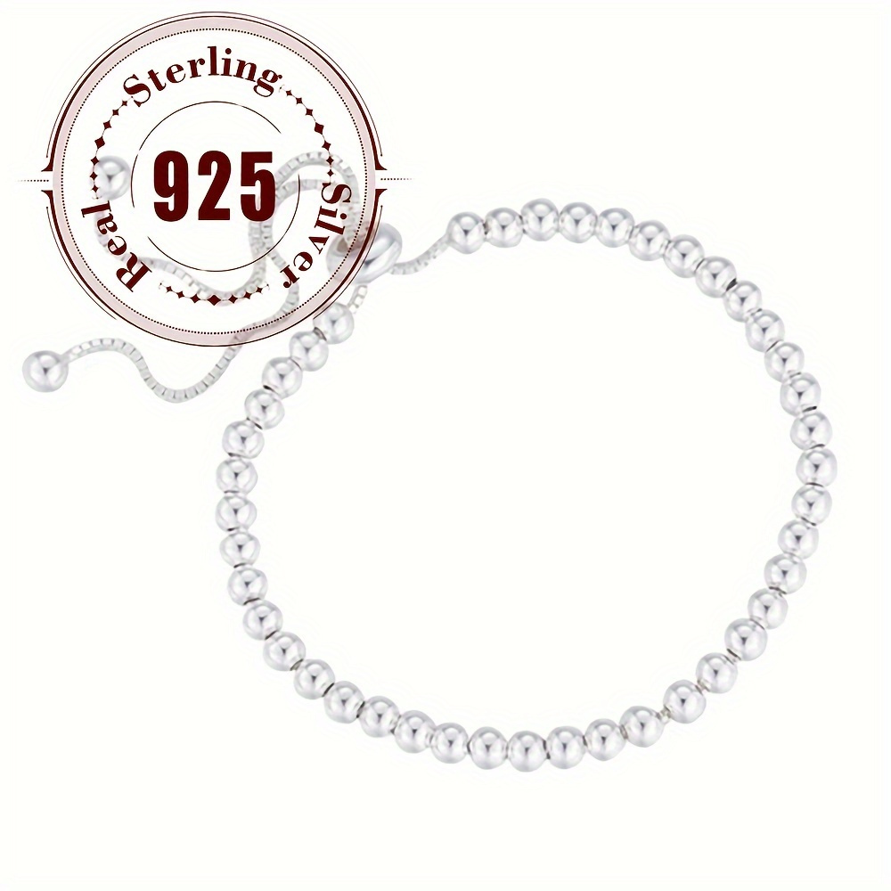 

1pc, 925 Sterling Silver Elegant & Sexy Beaded Bracelet, Suitable For Daily Wear & Parties, Delicate Female Bracelet