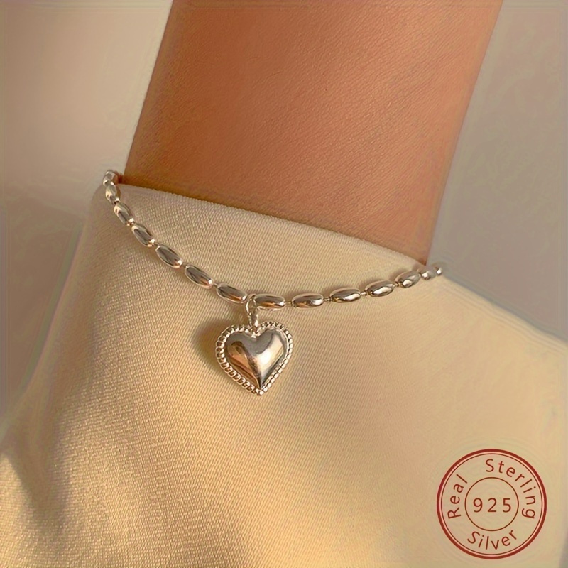 

Mini Love Heart Bracelet Simple Style 925 Sterling Silver Hand Chain Jewelry Suitable For Women Daily Wear