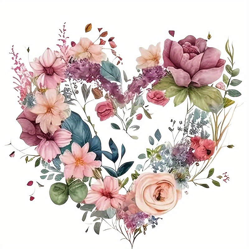 

1pc, Floral Heart Wreath Heat Transfer Sticker, Polyester Diy Iron-on Decal, For T-shirt & Pillow Crafting, Sewing & Embroidery Supplies, Mixed Colors