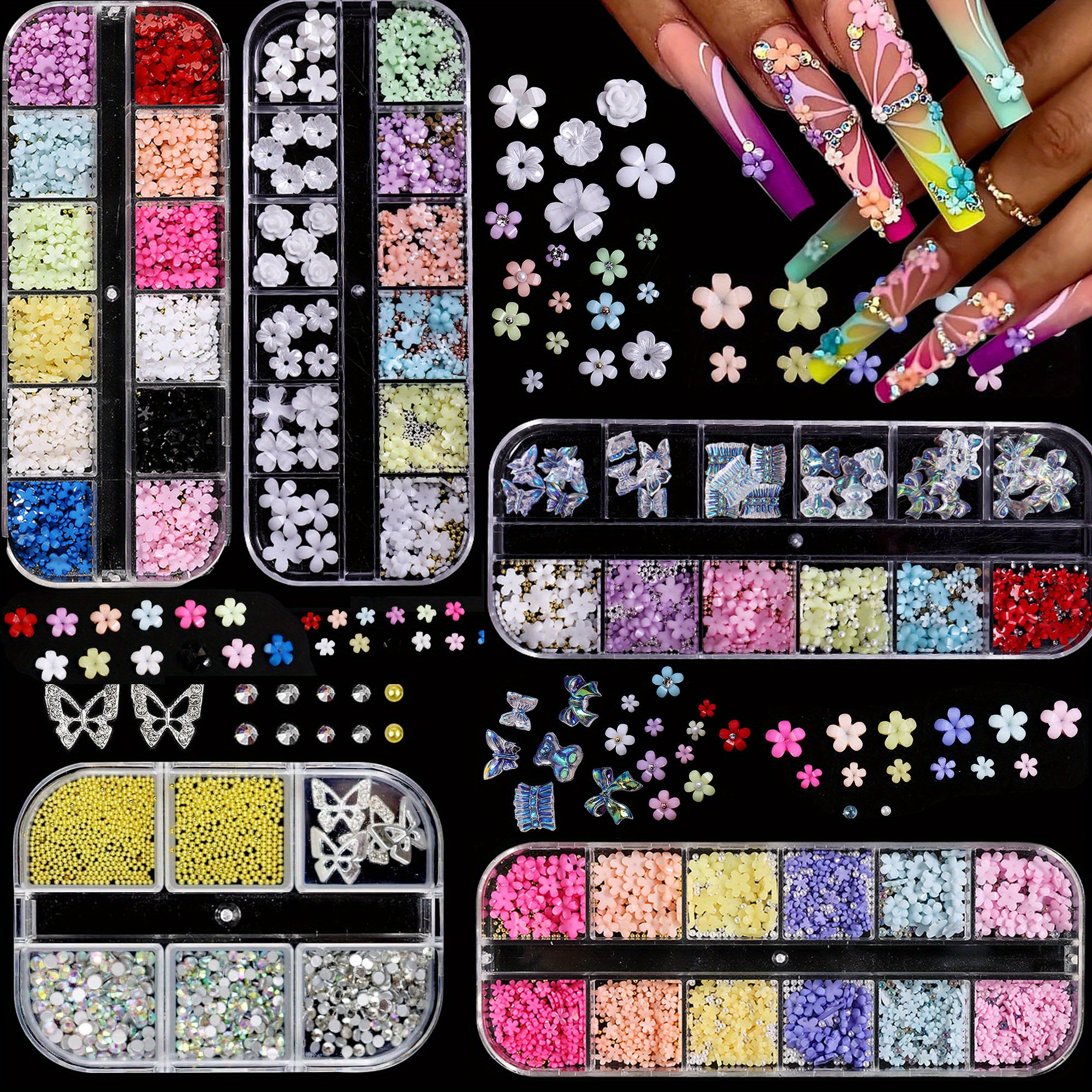 

3d For , 54 Grids Art Metal Mixed Rhinestones Kit Ab Diamonds Rhinestones For Art Diy