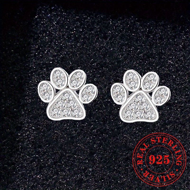 

1pair S925 Silver Sparkling Hypoallergenic Earrings, Adorable Pet Claw Design, Elegant Simple Style,, With Gift Box, Suitable Party, Gifts, Festival