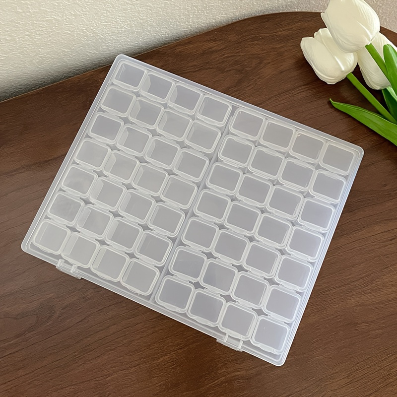 TEMU 56-grid Transparent Plastic Jewelry Organizer Box With Snap For Beads, Earrings, And Craft Accessories Storage