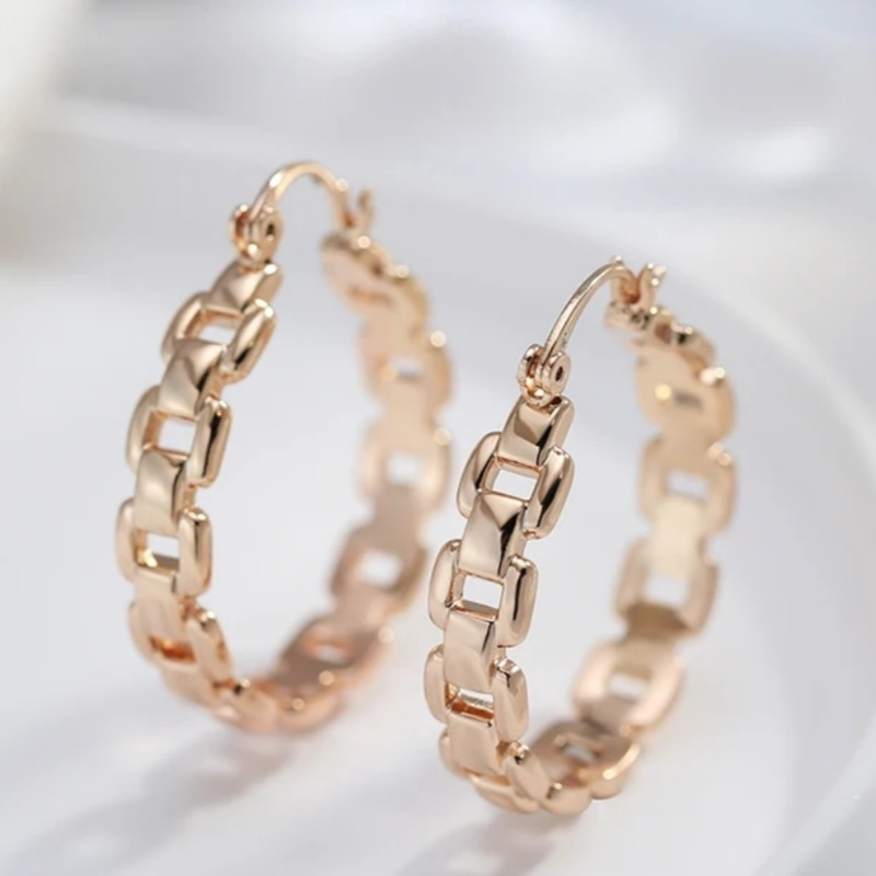 TEMU Bright Large Women's Earrings, Simple Golden Color Geometric Earrings, High Quality Daily Exquisite Jewelry