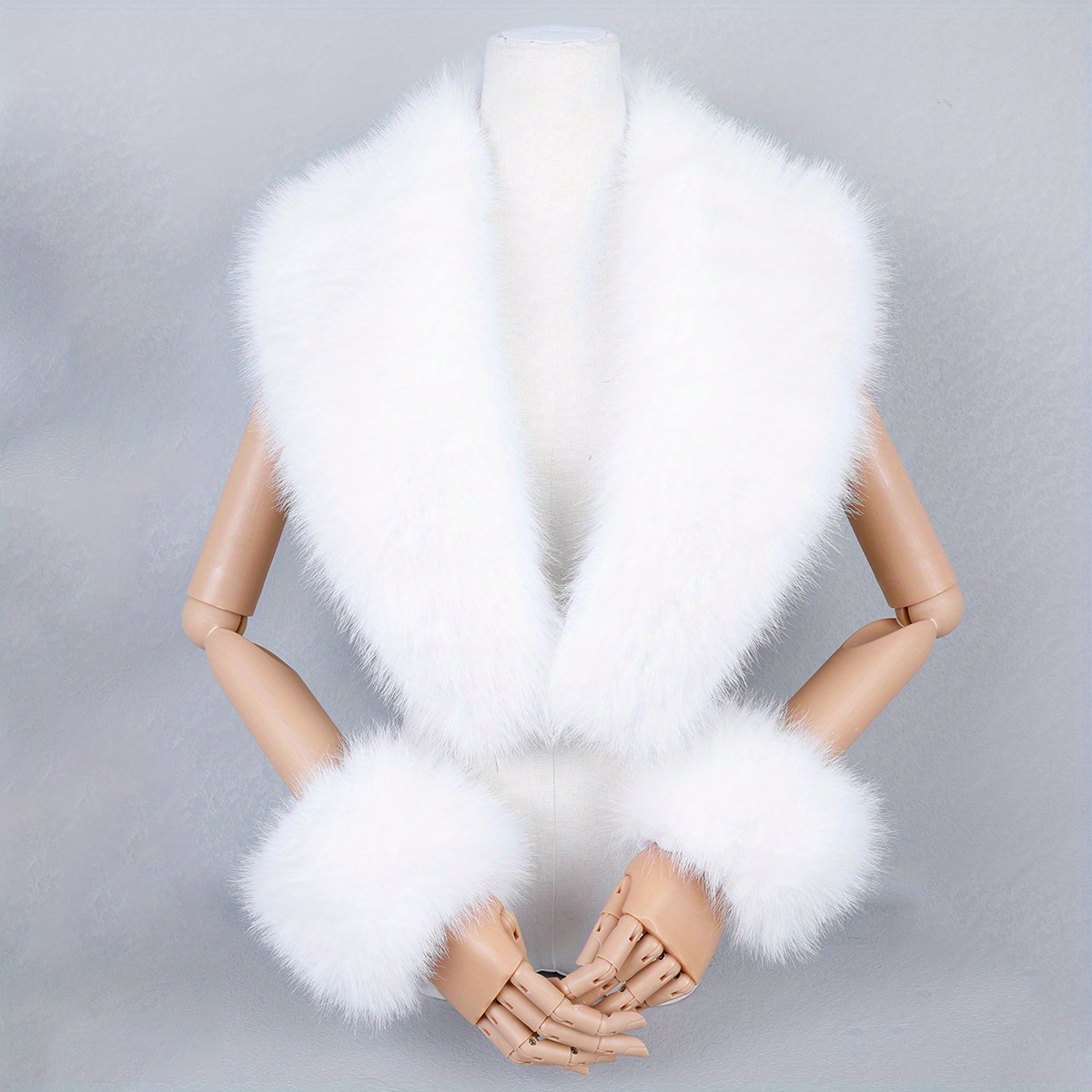 Fashion Commuter Fox Cowl Neck Thick Warm Women's Shawl Large Scarf Fox Cuffs Set