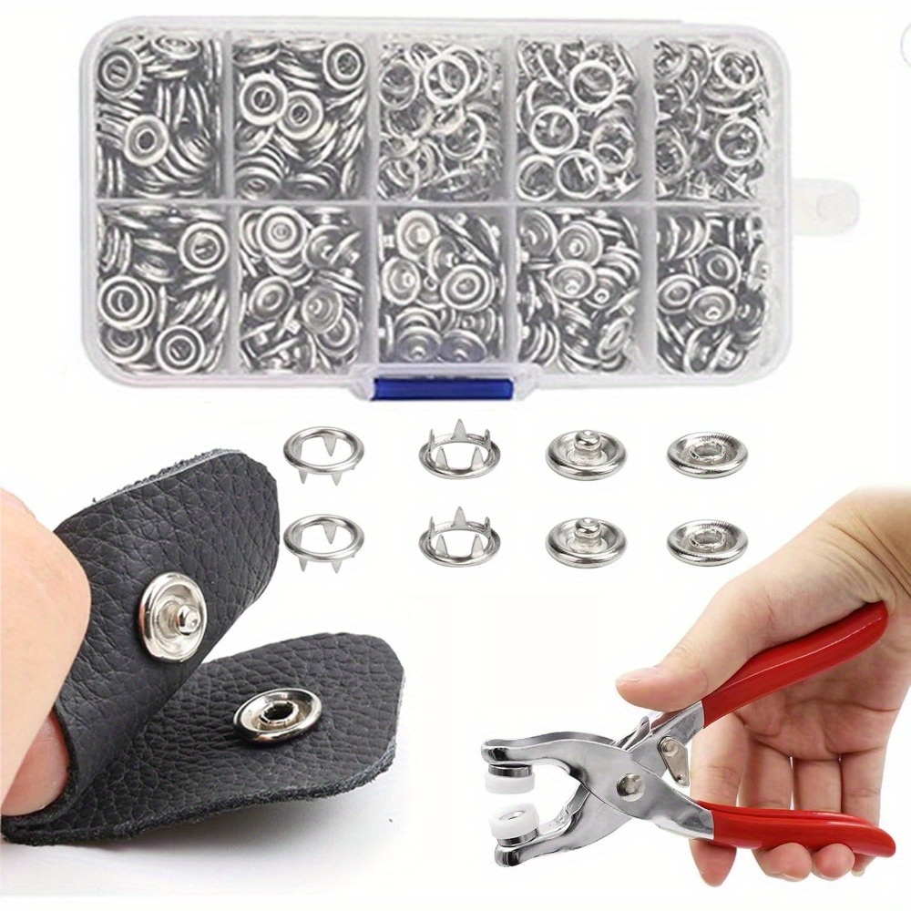 

800pcs Metal Snaps Buttons Fastener Pliers Press Tool Kit With 200 Sets 3/ 8 Inch Snaps, Prong Metal Snaps Stainless Steel Snap Installation Tool For Diy Crafting Clothing