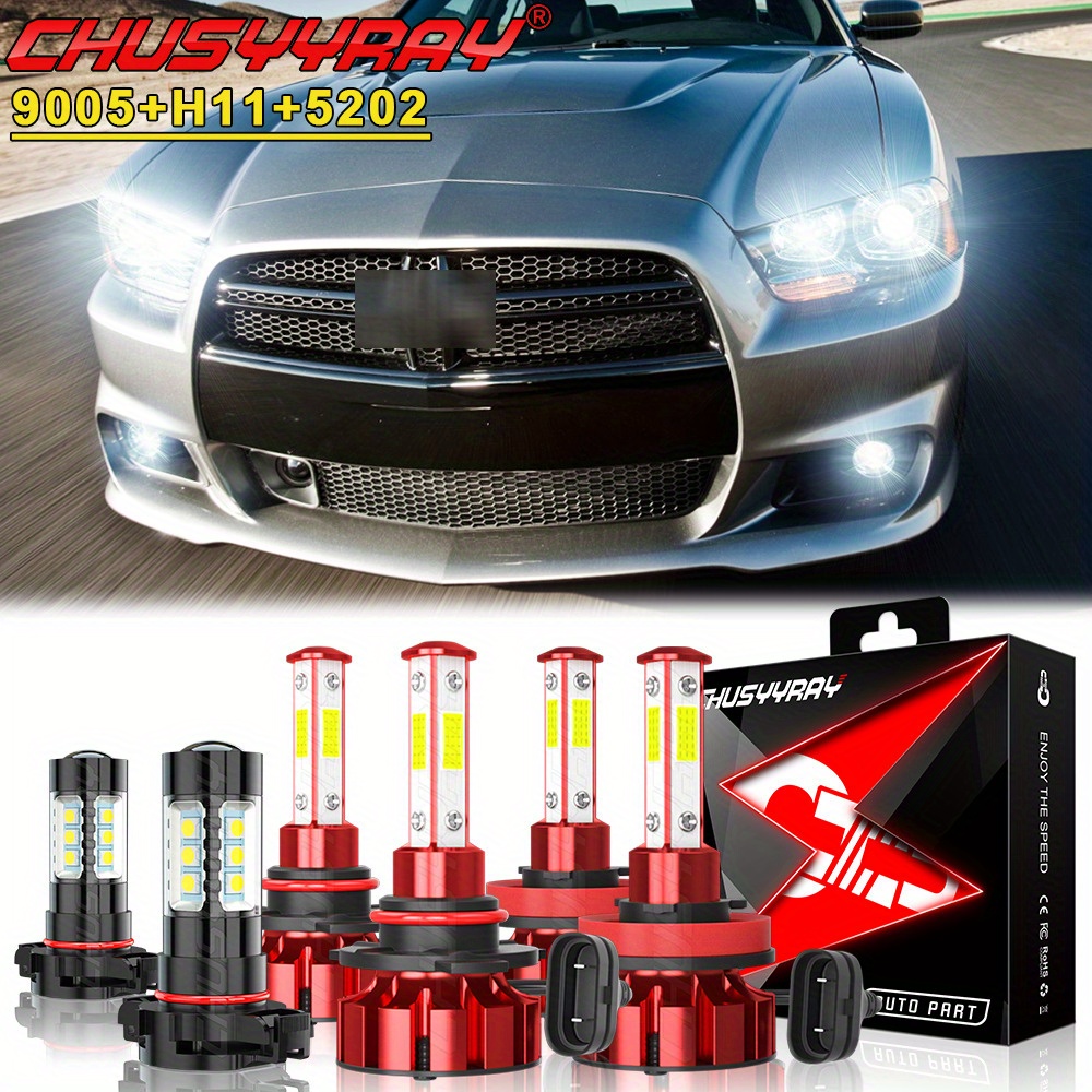 

Charger 2011-2014 Led Headlight Bulbs High/ Low Beam+fog Light Bulbs, 9005/ Hb3 H11 H16/ 5202 80w 40000lm 6000k Cool White, Pack Of 6