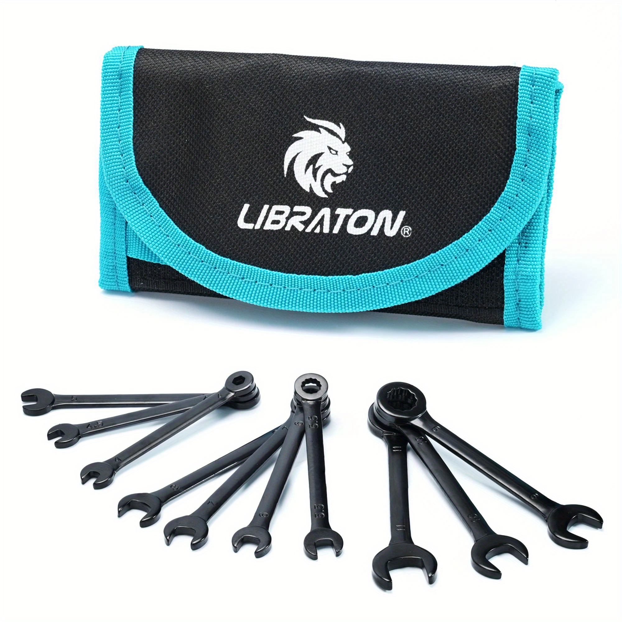 

Libraton 10pcs Mini Wrench Set, Metric 4-11mm/sae 5/32''-7/16'', Carbon Steel, Open End & Box End, Lightweight, With Organizer Pouch