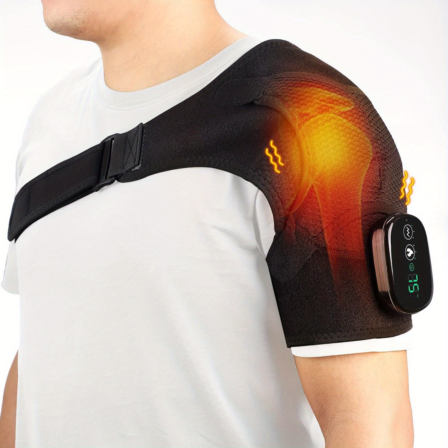 

Cordless Heated Shoulder Wrap Shoulder Massager For Men Women Heating Shoulder Brace Heating Pad 3 Heating Settings And Vibrations