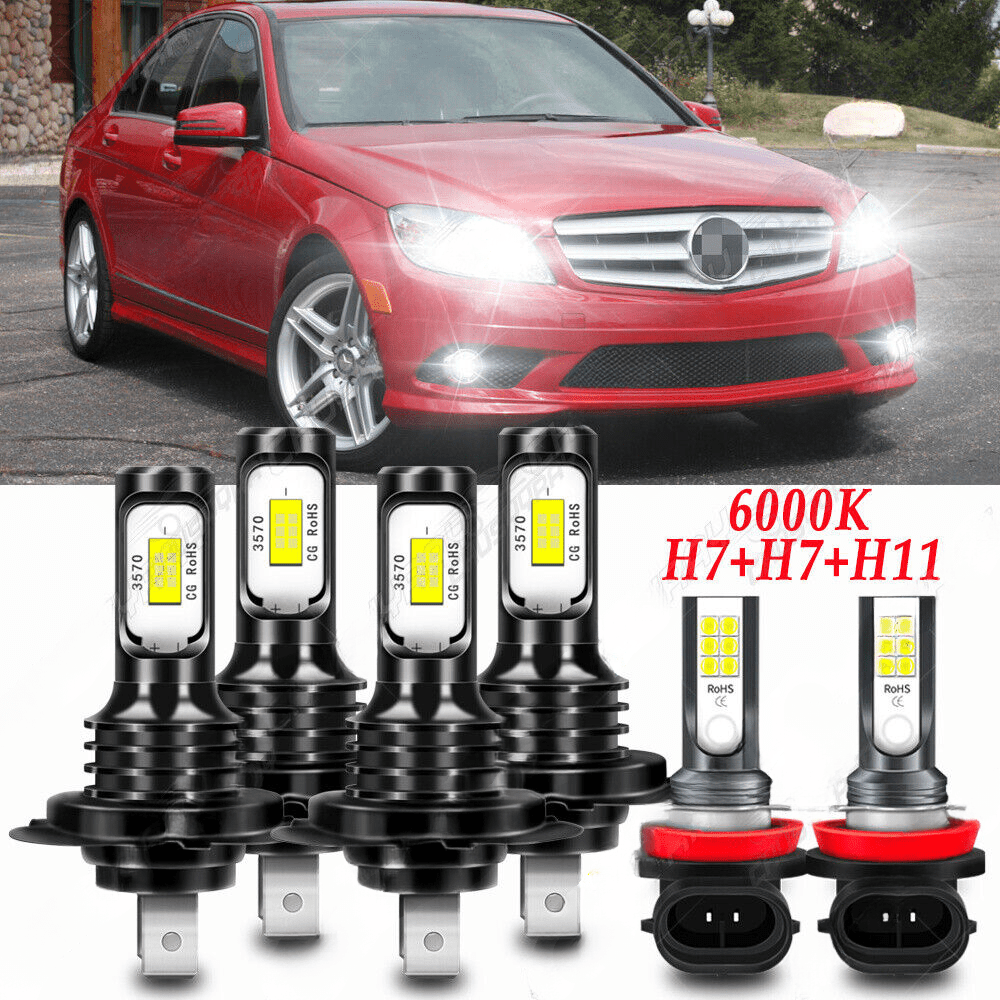 

6 Packs Fit For C300 C350 2008 2009 2010 Led Headlights +fog Light Bulbs