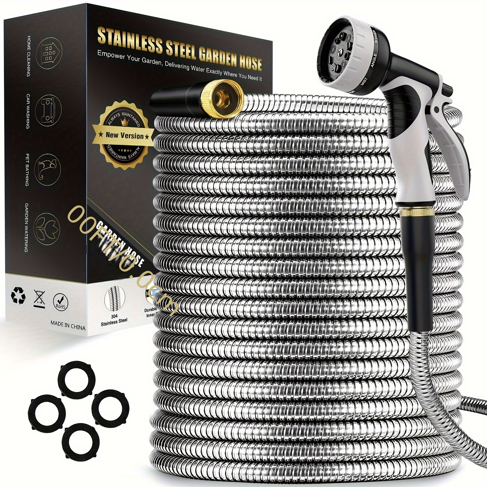 

100ft -duty Steel Hose - -, Puncture-, And -rust Hose 10 - Nozzles For Watering, -free And - For And Maneuverability