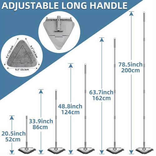 3 in 1 wall cleaner mop with long handle baseboard cleaner with extension pole and 6pcs replaceable microfiber head pads for home cleaning
