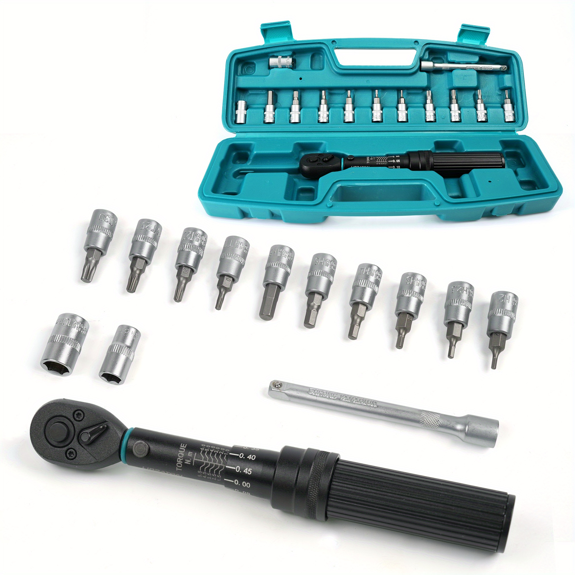 

Libraton 1/4" Torque Wrench Set, 1-6nm Precision Bicycle Maintenance Kit, Steel, Includes Hex & Torx Bit Sockets For Bike Repair