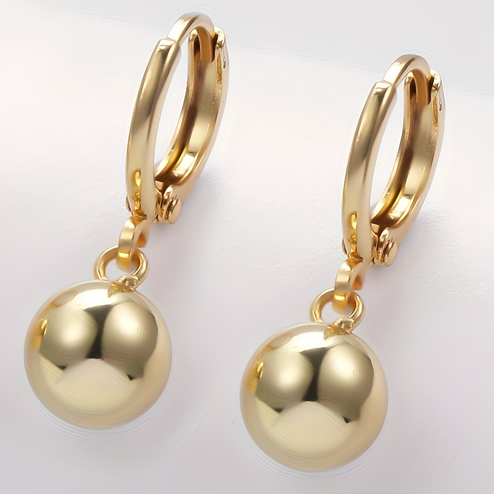 

1 Pair Fashionable Hanging Earrings For Women Classic Simplicity Round Ball Pendant Earrings The Perfect Gift For Any Occasion, With Durable Coating And Low Allergy Properties