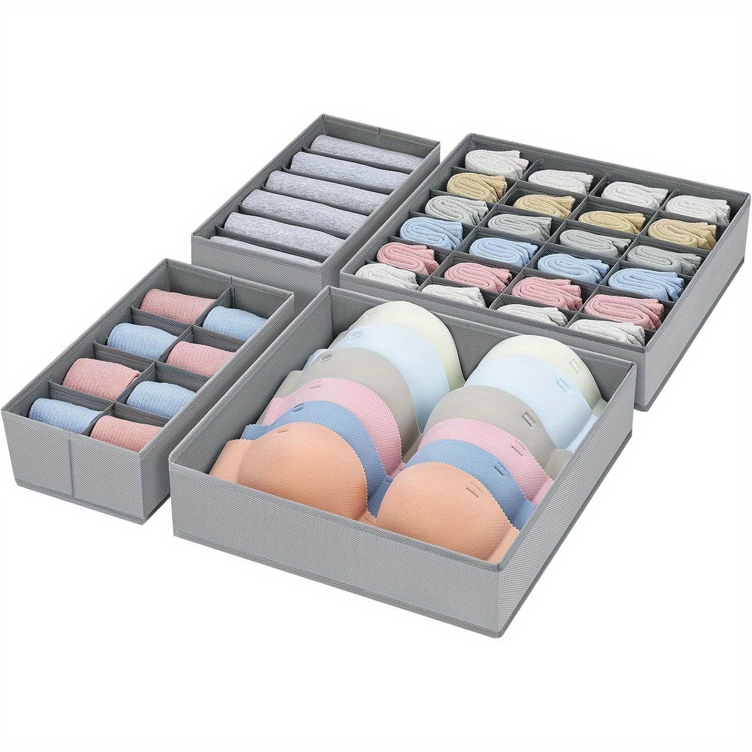 

4 Piece Drawer Arrangement System Drawer Organizer, Foldable Organizer For Clothing, Storage Box Fabric, For Underwear, Socks, Ties, Kitchen Household Cabinet