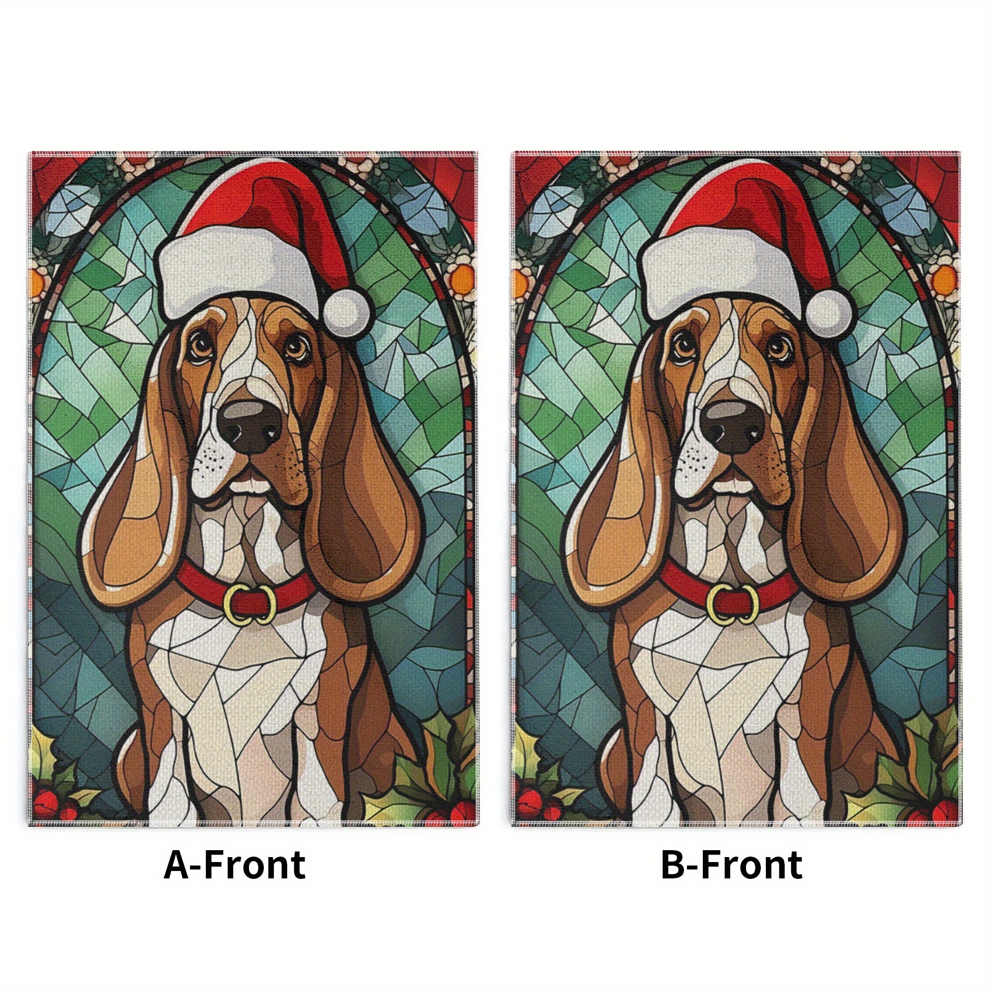 

Christmas Basset Hound Towels, Set Of 2, Cartoon Polyester Kitchen Towels, Lightweight, Oblong Shape, Modern Woven Hand Wash, Holiday Home Decor Cleaning Cloths, 18x26in