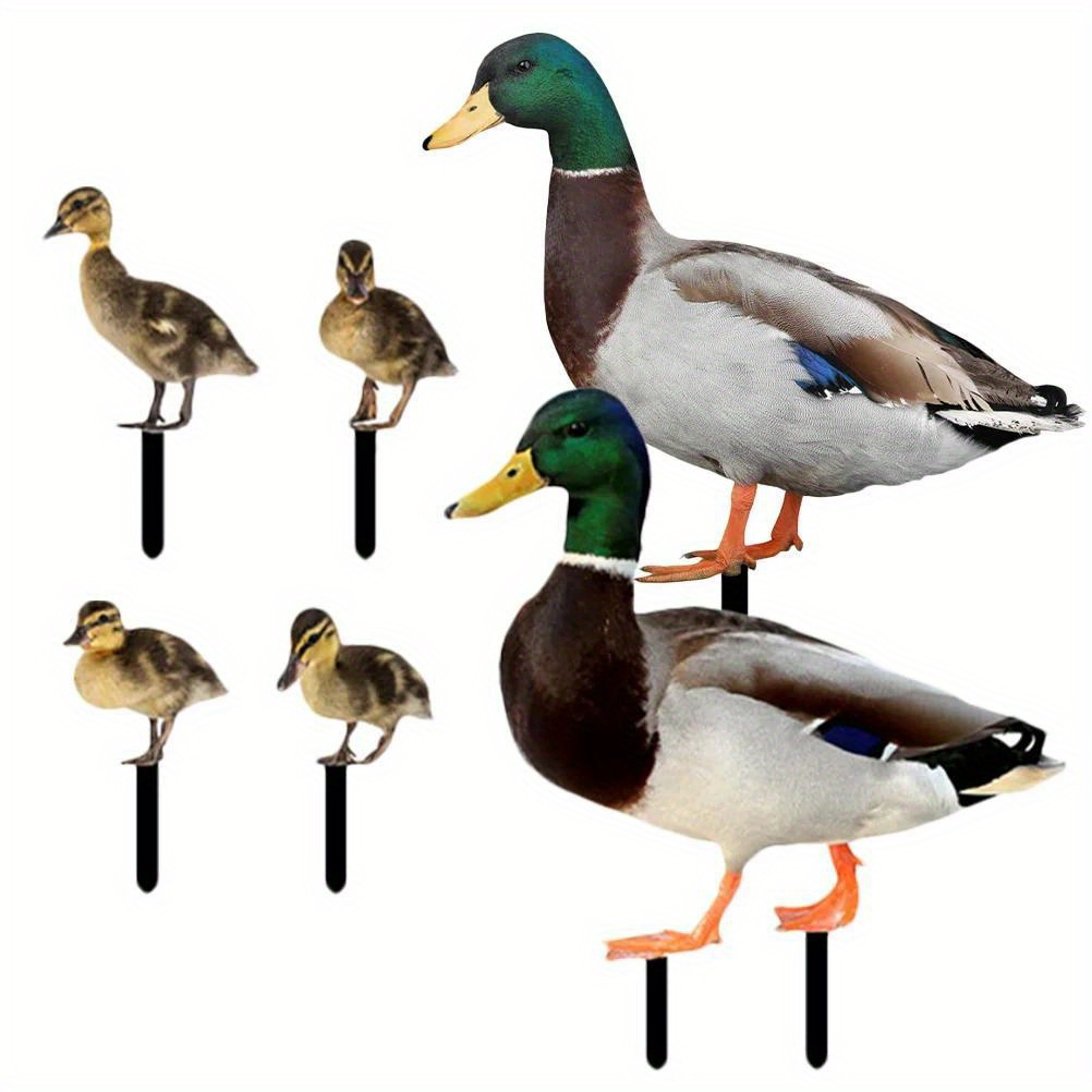 

6pcs Garden Decorative Stakes Lifelike Duck Ground Stake Outdoor Lawn Stakes