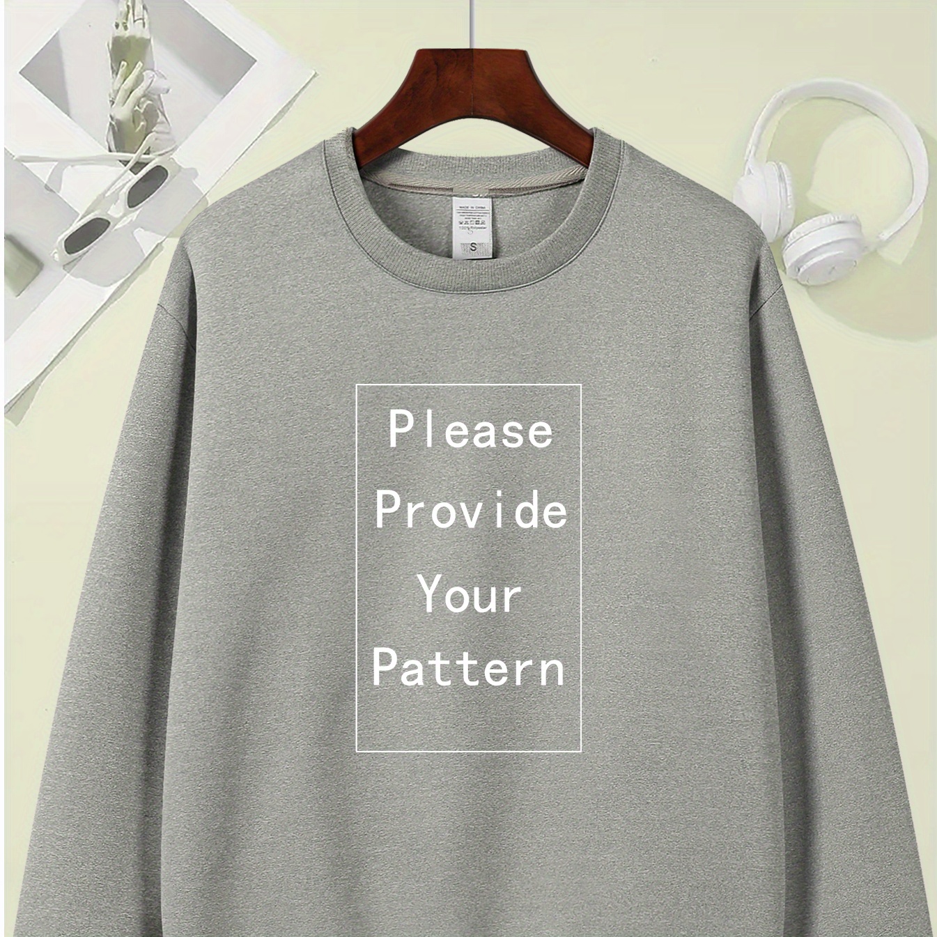 

Customizable Geometric Pattern Crew Neck Sweatshirt - 100% Polyester Knit Fabric Casual Pullover For Women - Year-round Comfort And Style - No Detail Polyester Sweatshirt