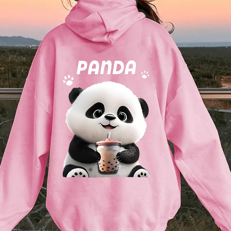 

Panda Print Kangaroo Pocket Hoodie, Casual Long Sleeve Hoodies Sweatshirt, Women's Clothing