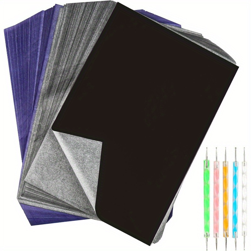 

200 Sheets Of Carbon Paper Black/ Blue A4 Transfer Paper 21 X 29.7 Cm Tracing Paper With 5 Coloured Dotting Pens Duplicate Paper For Paper Canvas Wood