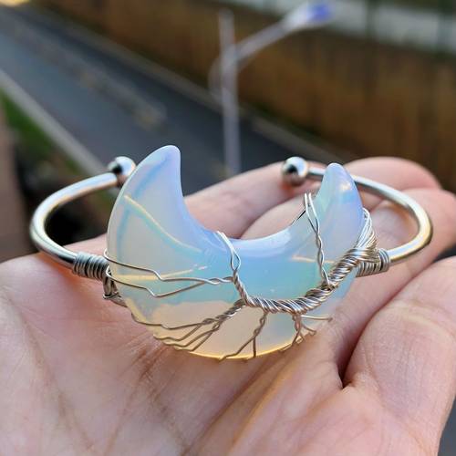 1pc exquisite gems moon bangle bracelet amulet elegant crystal jewelry for women unique astrology adjustable size durable and long lasting