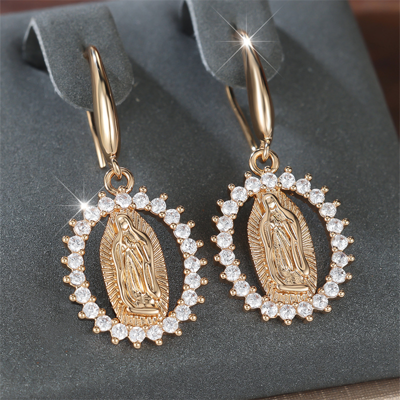 1 Pair Golden Color Mary Earrings Drop Dangle Hook Earrings Christmas Jewelry Gifts For Pretend Play
